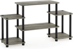 Turn-N-Tube No Tools Entertainment Center, Round Square Corner, French Oak Grey/Black