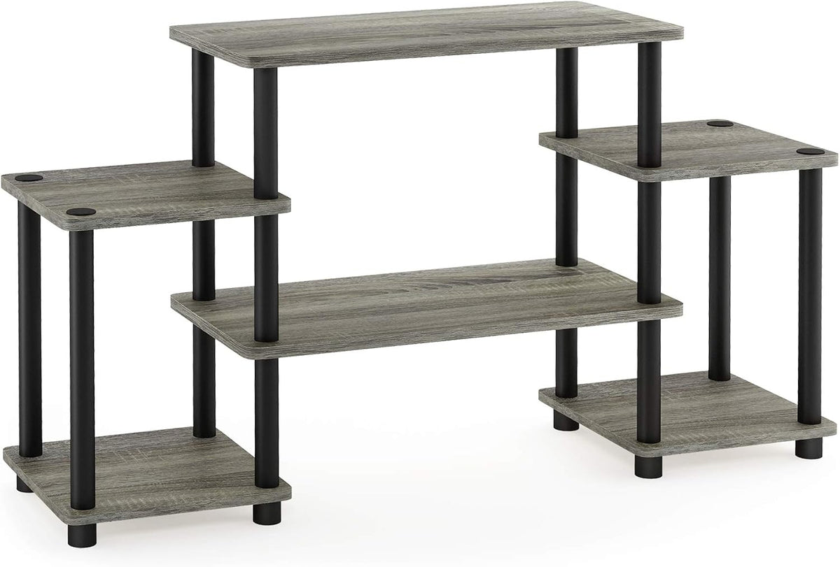 Turn-N-Tube No Tools Entertainment Center, Round Square Corner, French Oak Grey/Black