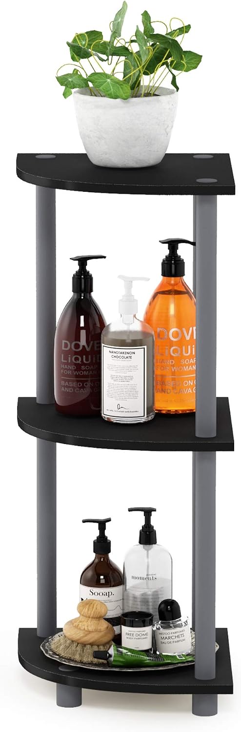 Turn-N-Tube Toolless Assembly 3-Tier Closet Shelf, Black