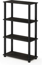 TURN-S-TUBE Storage Shelves, 4-Tier Book Shelf, Corner Shelf, Toolless Open Shelves, for Organization and Storage, Living Room, Garage, Home Office, Espresso