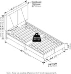Lucy Bed Frame, Twin Size Bedframe with Geometric Design Upholstered Headboard, Bed with Adjustable Headboard, No Box Spring Needed, 12pcs Wooden Slat Support, for Bedroom, Dorm, Glacier