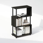 Reed 4-Tier Geometric Book Shelf with Open Shelf, Espresso
