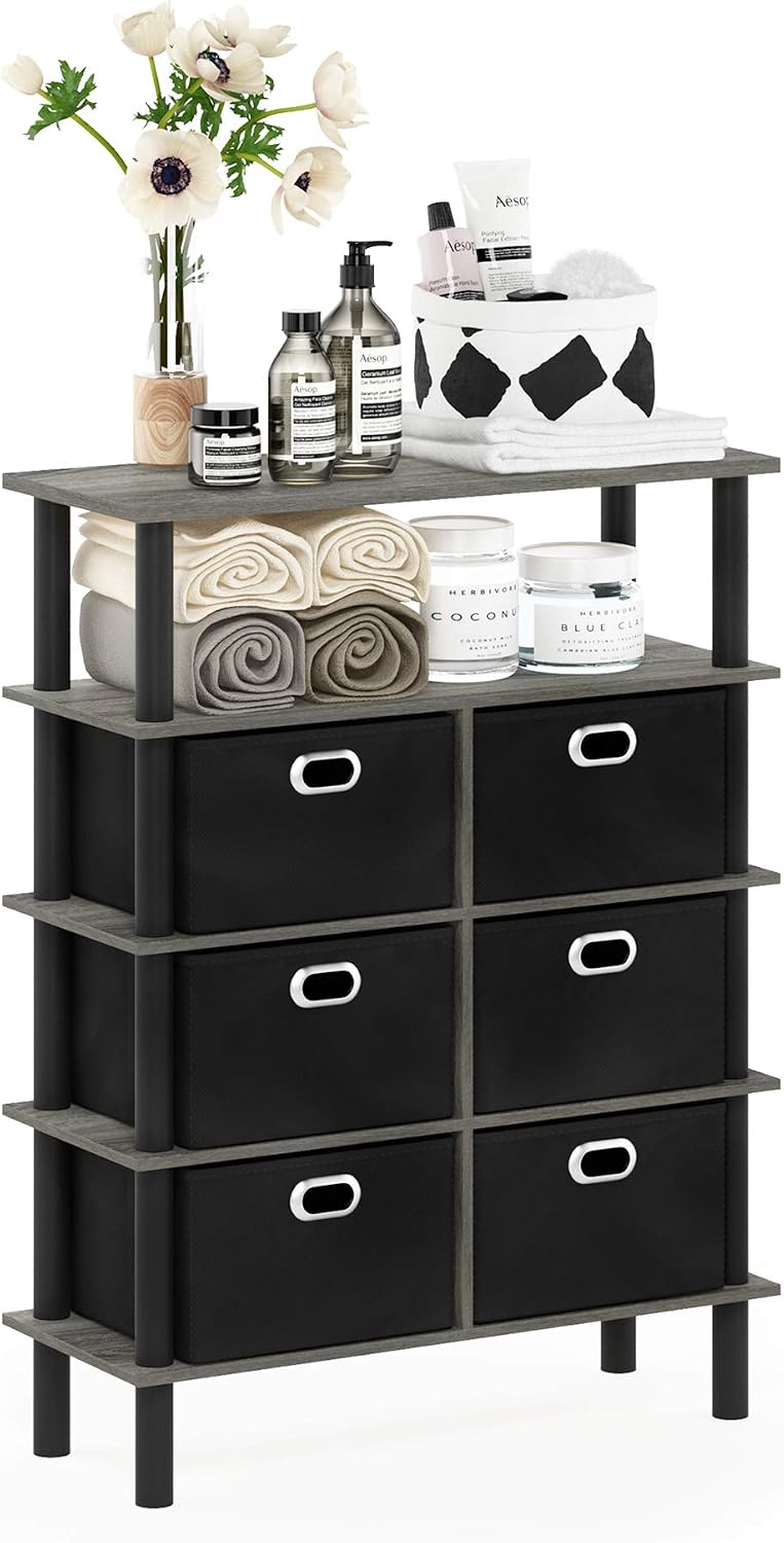 Frans Turn-N-Tube Console Table, Black Oak/Black/Brown