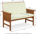 FG17319 Tioman Outdoor Hardwood Patio Furniture Mediterranean Bench with Cushion, 1, Natural
