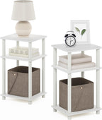 JUST Set of 2 Toolless 3-Tier Night Stand, White