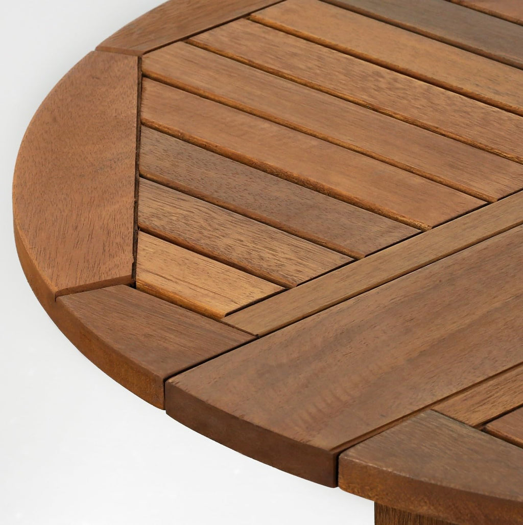 Outdoor Round Foldable Patio Table, Natural