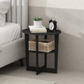 TIDUR Night Stand, 3-Tier Oval Nightstand with Round Edge Tabletop, Open Shelf Bedside Table, End Table, Side Table, for Bedroom, Closet, Dorm, Walnut