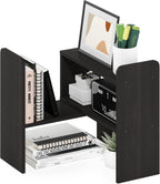 Classic Desktop Organizer Storage Rack Adjustable Free Style Rotation Display Bookshelf, Espresso 6.7D x 23.7W x 15.67H in