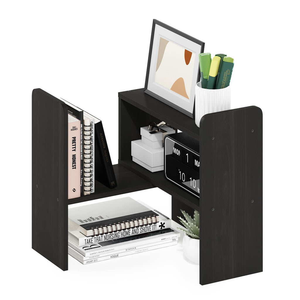 CLASSIC Desk Organizers and Hutch, Open Shelf Expandable Office Organization, Adjustable Desk Top Display Book Shelf, for Paper, Office Supplies, French Oak
