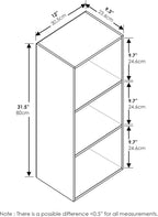 LUDER Book Shelf, 3-Cube Bookshelf, Bookcase with Open Shelves, 9.3 x 12 x 31.5, Easy Assembly, for Living Room, Bedroom, Home Office, White/Light Blue