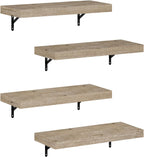 Tanna Oak Floating Shelves for Wall Set of 4, 22-Inch Wall Shelf, Wall Mounted Shelf, for Bathroom, Home Office, Living Room, Natural Oak