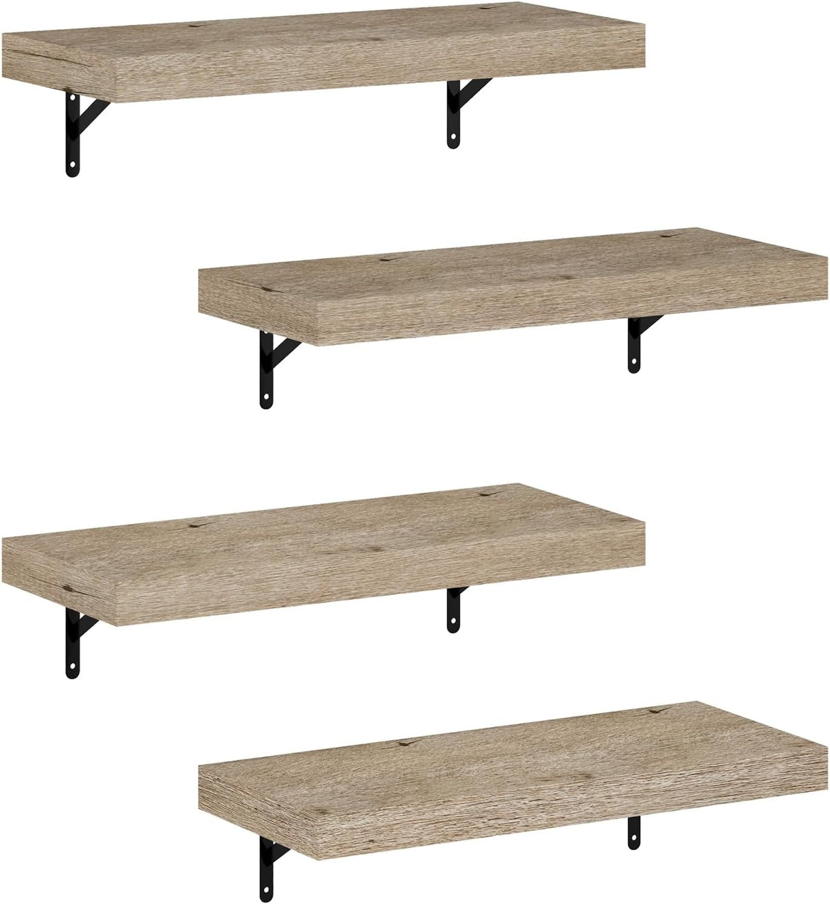 Tanna Oak Floating Shelves for Wall Set of 4, 22-Inch Wall Shelf, Wall Mounted Shelf, for Bathroom, Home Office, Living Room, Natural Oak