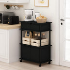 Turn-N-Tube Kitchen Storage Cart with Cabinet with Lockable Wheels, Americano/Black