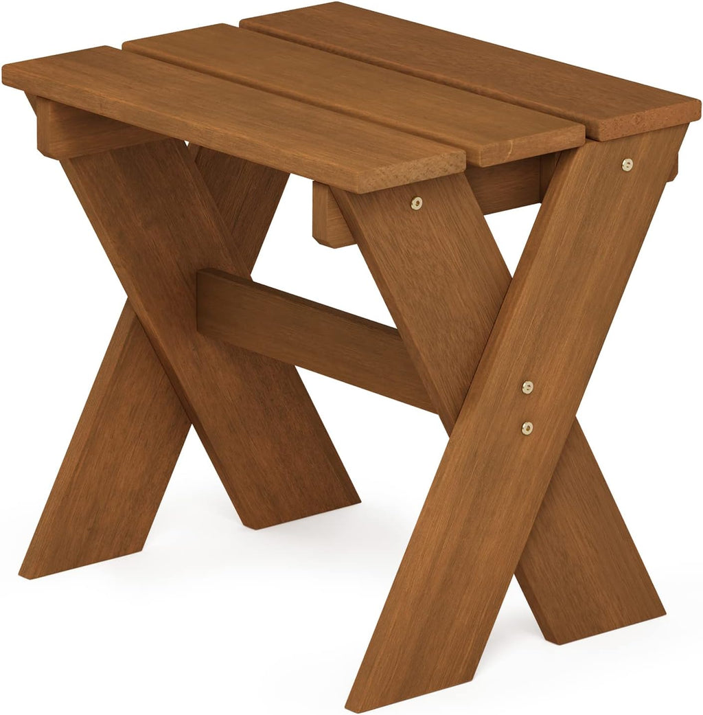 Compact Patio Table with X-Leg, Easy Assembly, Natural