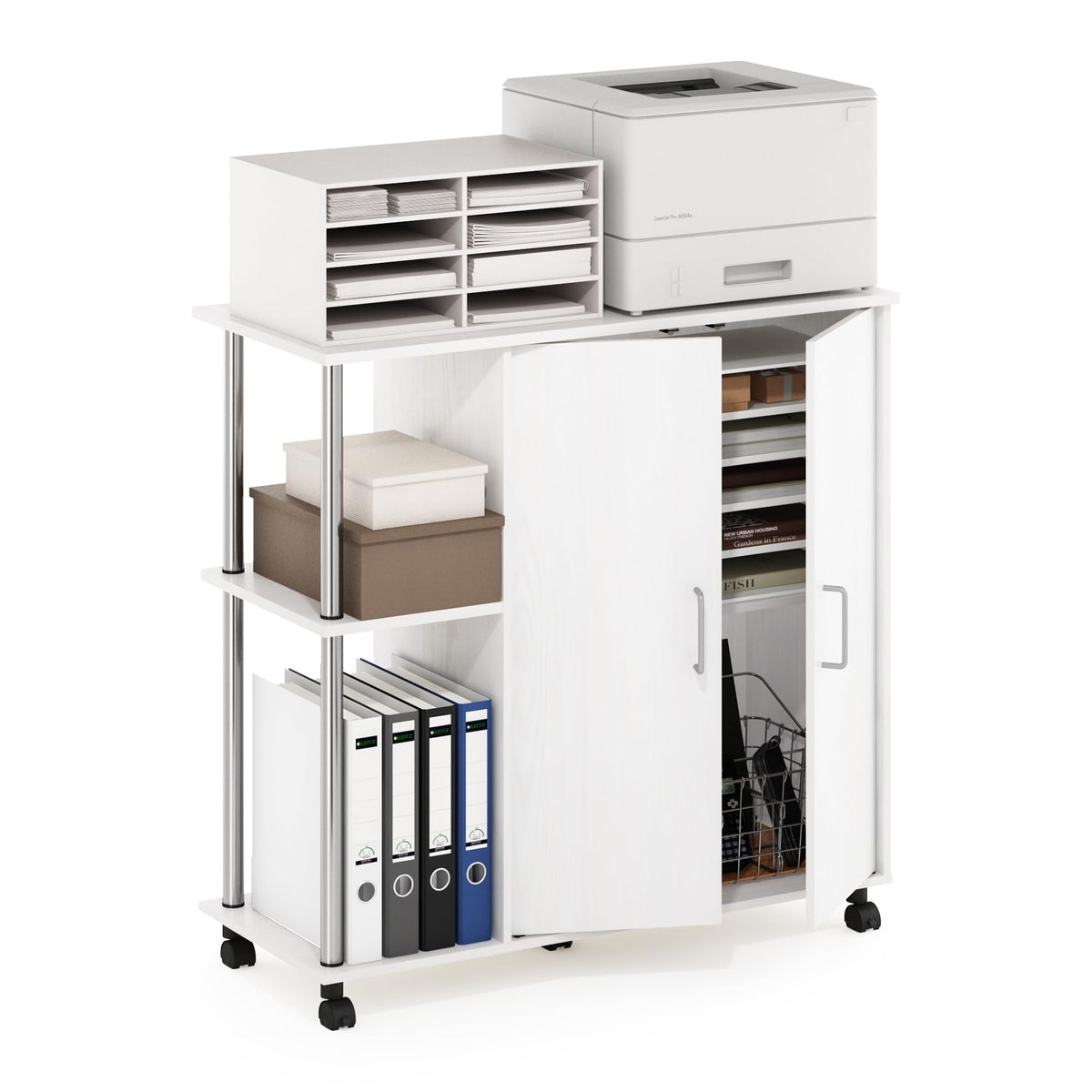 4-Tier Book Shelf, Open Shelves Bookshelf, Light Blue/White