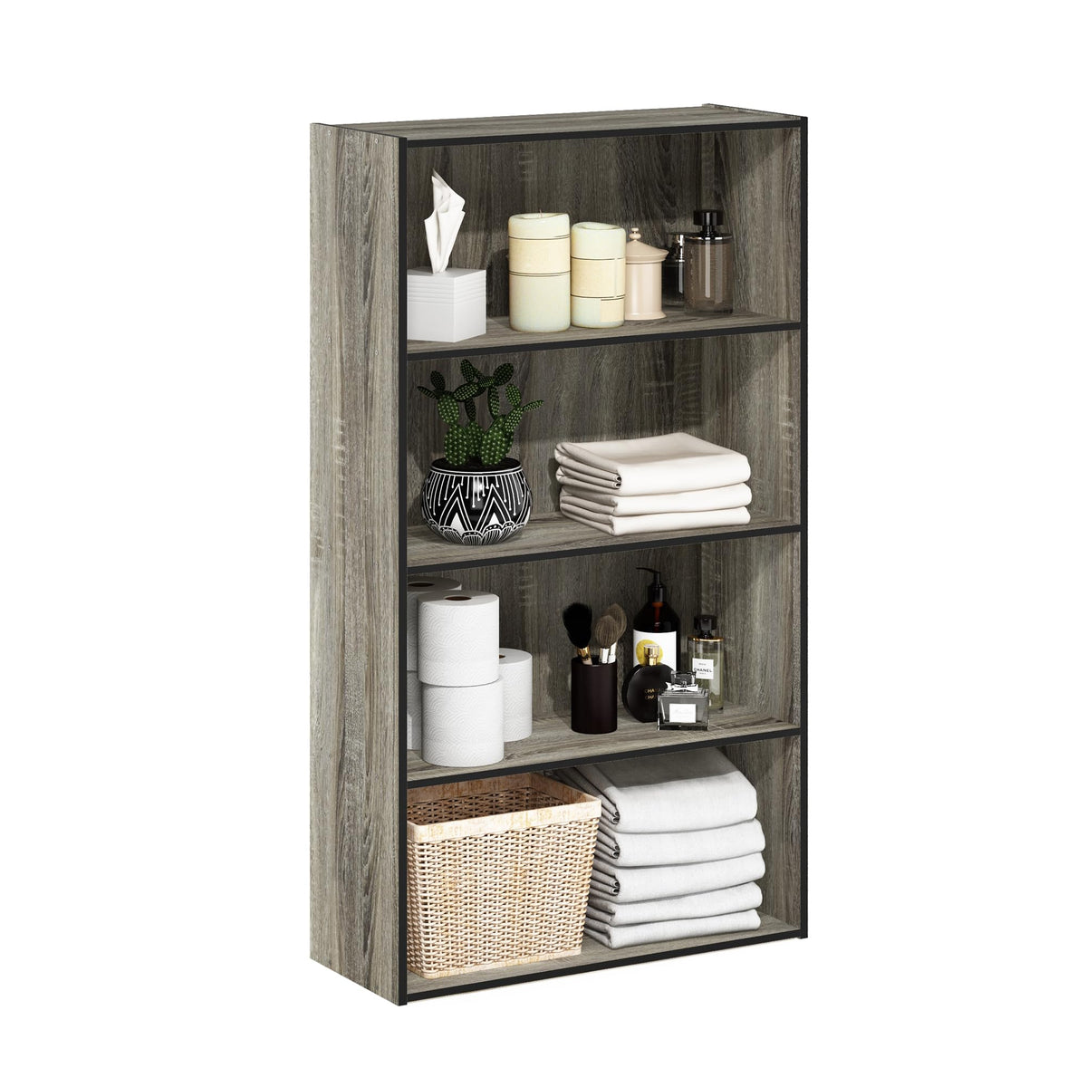 4-Tier Book Shelf, Open Shelves Bookshelf, Light Blue/White