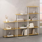 Turn-N-Tube Book Shelf, 4-Tier Bookshelf, Bookcase with Multipurpose Compact Display Rack, 11.6 x 23.6 x 43.2, for Living Room, Bedroom, Home Office, Beech/White