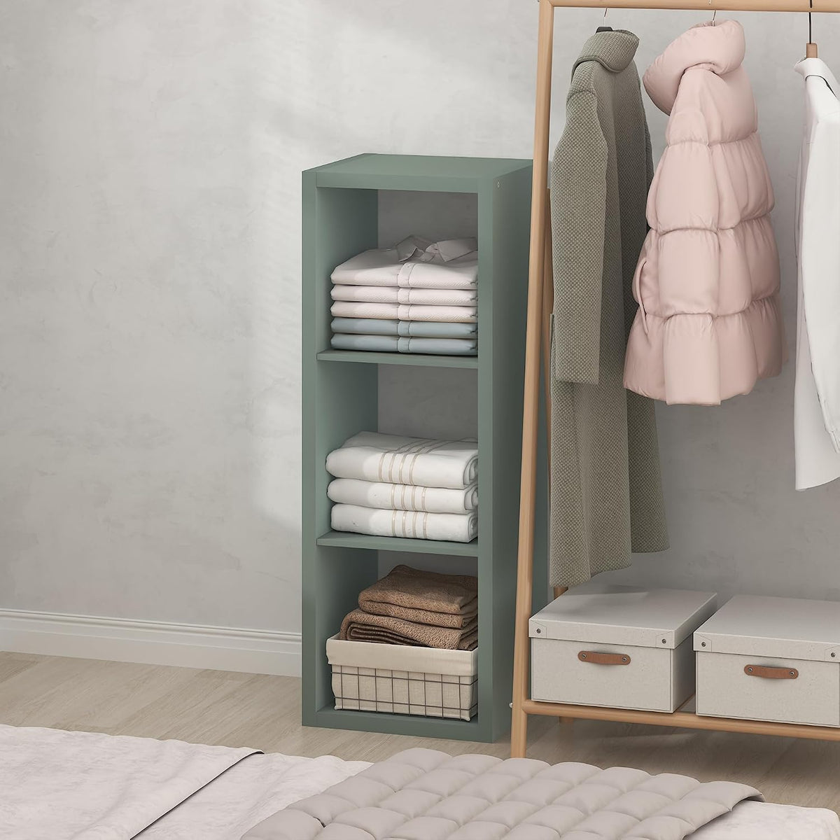 Cubic Extra Thick 3-Cube Closet Organizers and Storage, Sage Green