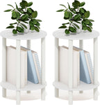 TURN-N-TUBE Set of 2 2-Tier Round Side Tables, White