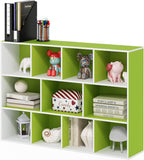 LUDER Book Shelf, 11-Cube Bookshelf, Reversible Bookcase, 9.4 x 29.1 x 41.7, Easy Assembly, for Living Room, Bedroom, Home Office, White/Green
