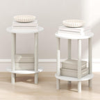 TURN-N-TUBE Set of 2 2-Tier Round Side Tables, White