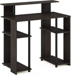 Jaya 35.3 Inch Computer Desk with Raised Hutch, White Wood