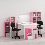 PASIR Book Shelf, 2-Tier Modern Bookshelf, Open Shelves Bookcase 9 x 12 x 21, Easy Assembly, for Living Room, Bedroom, Home Office, Pink/White