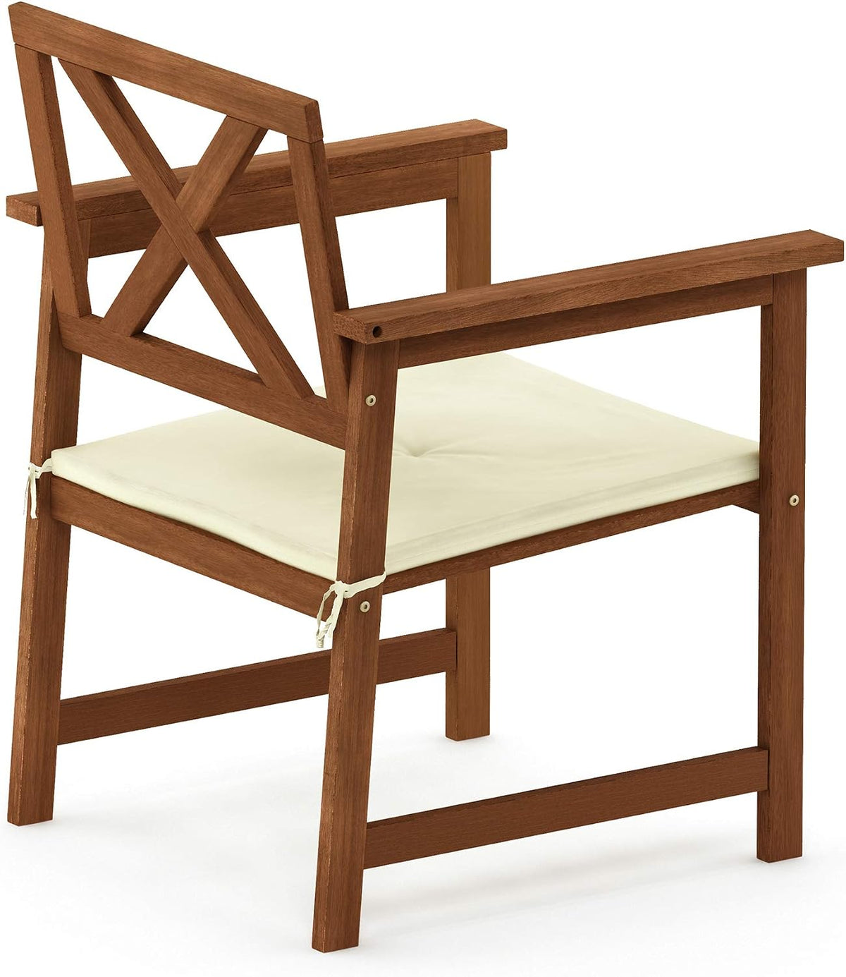 FG18112C Hardwood X Back Arm Chair in Teak Oil with Cushion, Natural