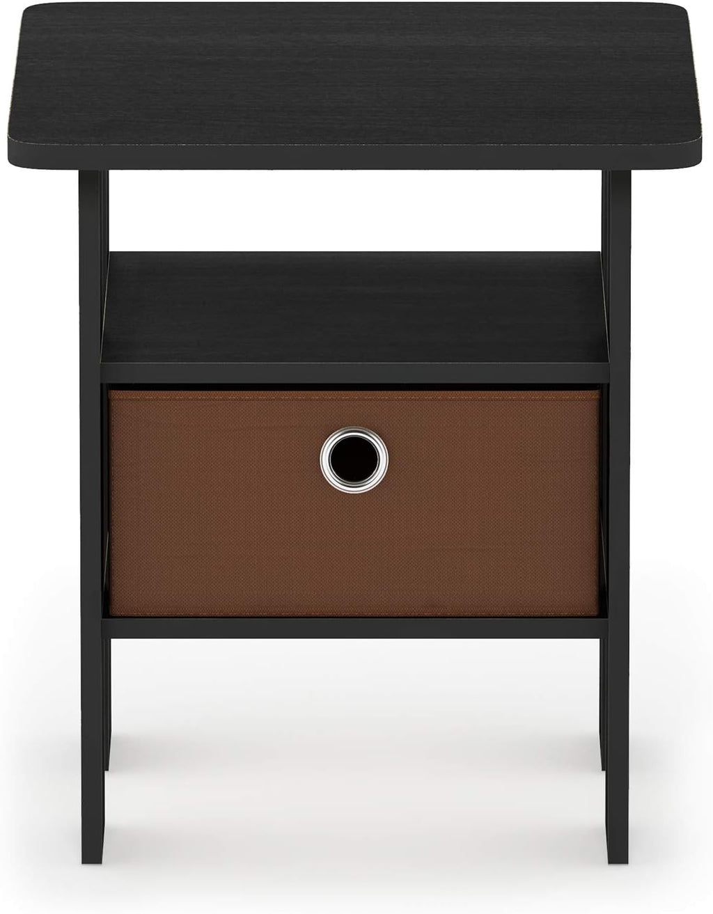 TIDUR 3-Tier Night Stand, Nightstand with Storage Bin, Americano