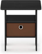 TIDUR 3-Tier Night Stand, Nightstand with Storage Bin, Americano