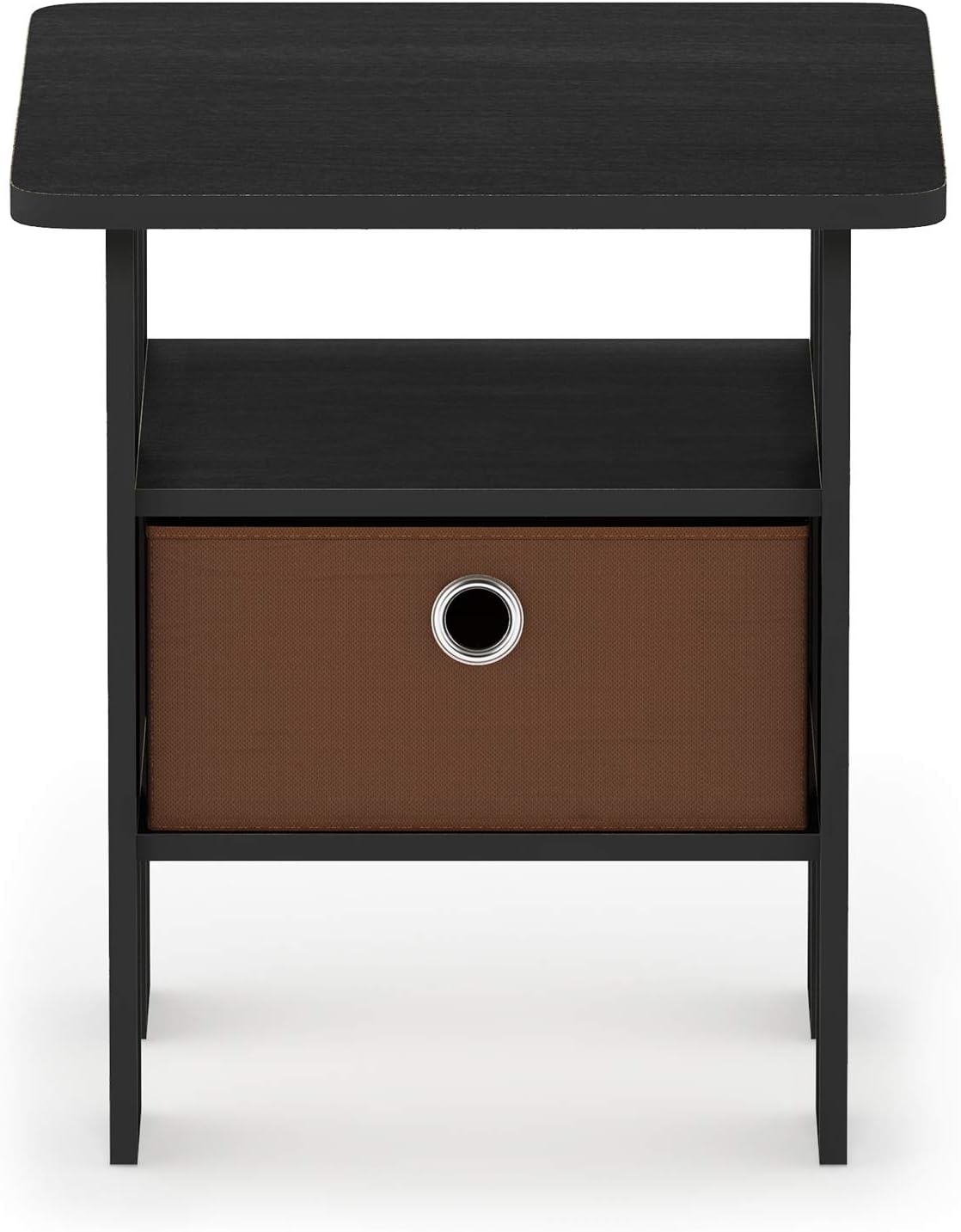 TIDUR 3-Tier Night Stand, Nightstand with Storage Bin, Americano