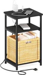 Moretti 3-Tier Night Stand with Charging Station, Americano