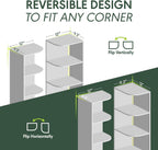 PASIR Corner Closet Organizer with LED Lights, 3-Tier, White