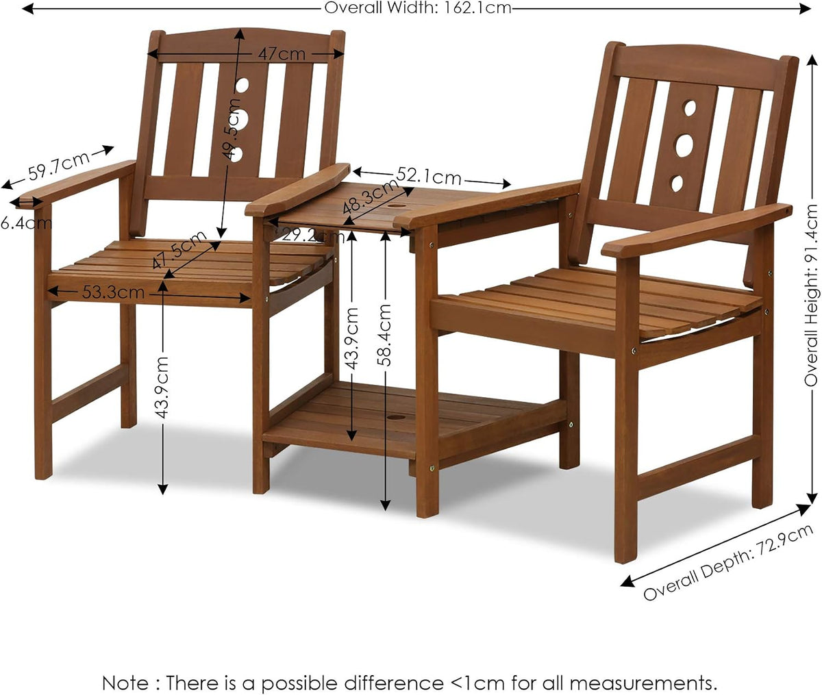 TIOMAN Outdoor Dining Set, Jack & Jill Bistro Set, for Patio, Garden, Porch, Natural