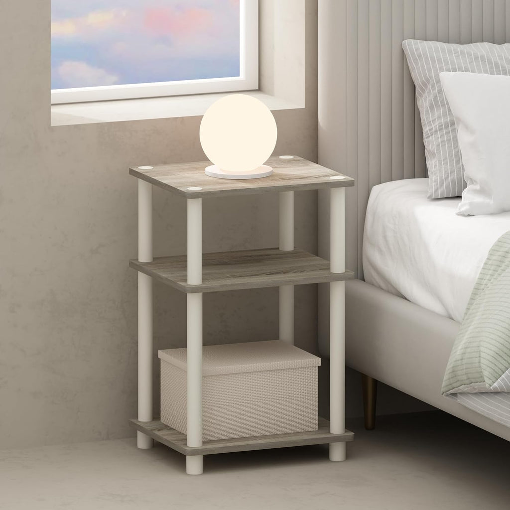 JUST Toolless 3-Tier Night Stand, Open Storage, Sonoma Oak