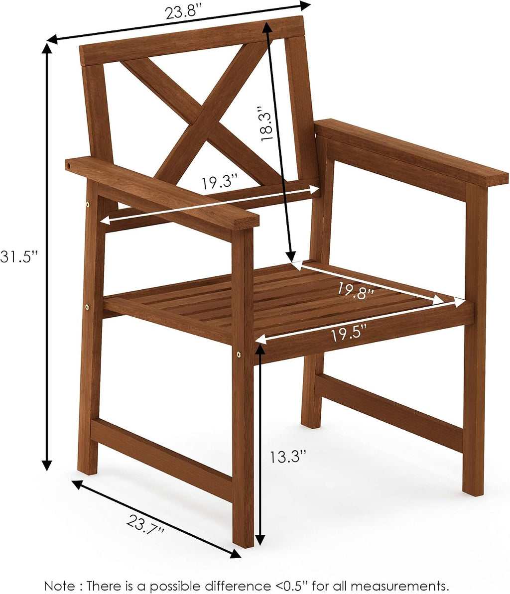 FG18112C Hardwood X Back Arm Chair in Teak Oil with Cushion, Natural