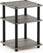 Turn-N-Tube Side Table, 3-Tier Square Modern End Table, Open Shelves Nightstand, Night Stand, Bedside Table, Easy Assembly, for Living Room, Bedroom, French Oak