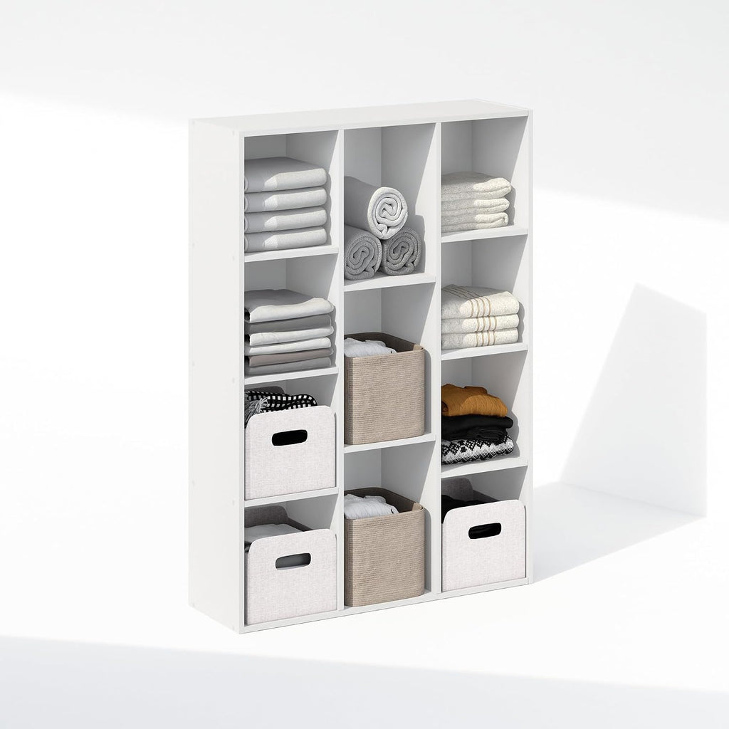 Reed Closet Organizers and Storage, 11-Cube Closet Organizer, Open Shelf Closet Storage, for Wardrobe, Bedroom, Living Room, White