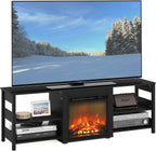 CLASSIC Fireplace 3-Tier TV Stand for TV up to 70 Inch, Americano