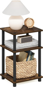JUST Toolless 3-Tier Side Table, Open Shelf End Table, Amber Pine