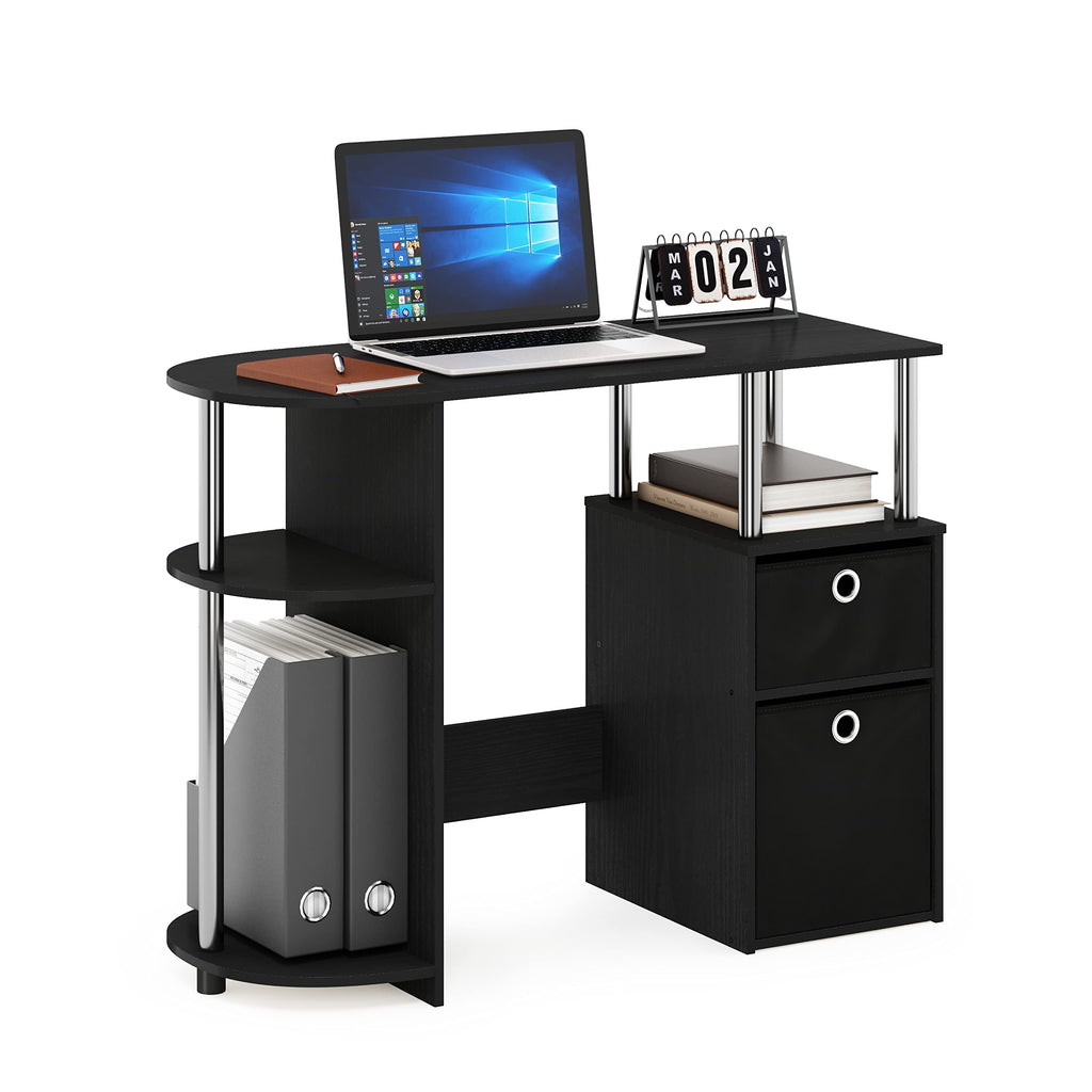 JAYA Desk, 38.4" Wide Gaming Desk with Bin Drawers, Computer Desk with Side Shelf, Office Desk for Study, Home Office, Bedroom, Dorm, Study Room, Espresso