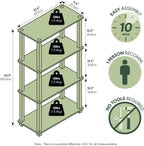 TURN-S-TUBE Storage Shelves, 4-Tier Book Shelf, Corner Shelf, Toolless Open Shelves, for Organization and Storage, Living Room, Garage, Home Office, Espresso