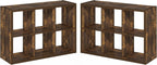Cubicle Book Shelf Set of 2, 6-Cube Bookshelf, Amber Pine