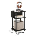 Just Side Table, 3-Tier Charging Station End Table, Natural Oak