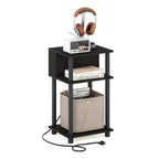 Just Side Table, 3-Tier Charging Station End Table, Natural Oak