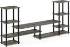 Turn-N-Tube TV Stand, Wide Open Frame Entertainment Center with Shelf, TV Console with Tall Side Storage for TV up to 48 Inch, for Living Room, Bedroom, French Oak