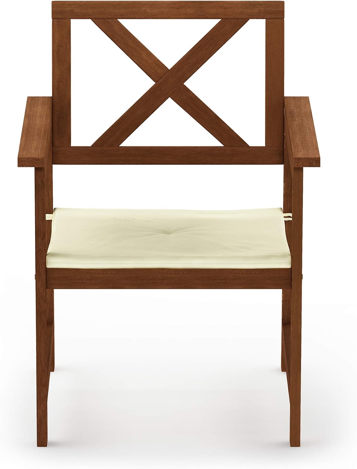 FG18112C Hardwood X Back Arm Chair in Teak Oil with Cushion, Natural