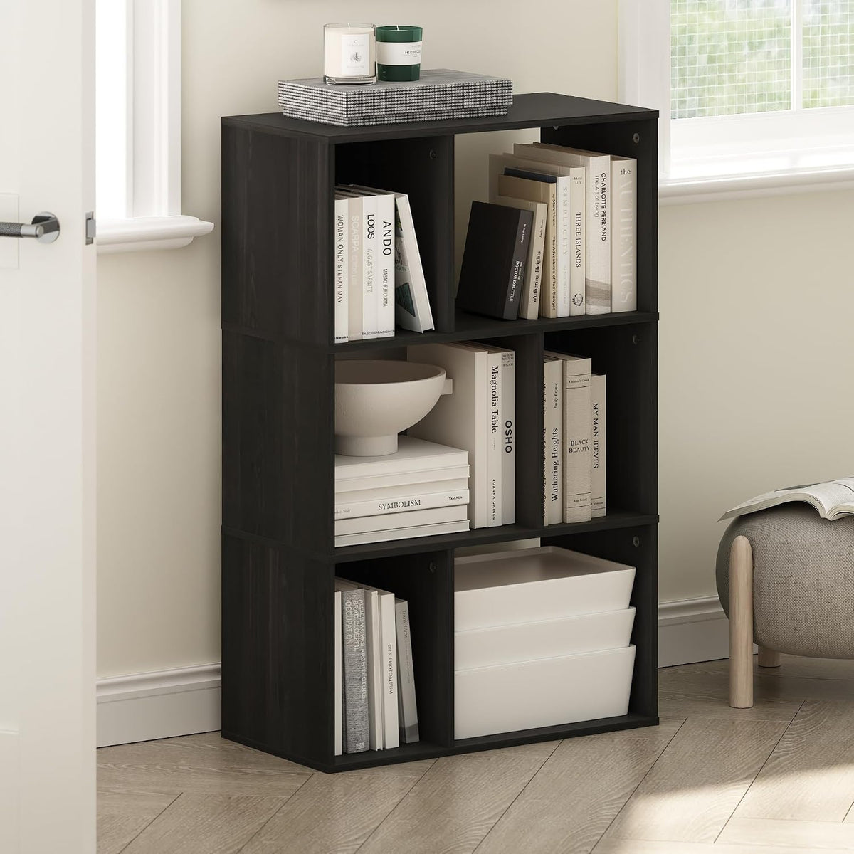 Daly 6-Cube Book Shelf, Bookshelf, Bookcase, Black Espresso