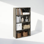 Simple Book Shelf, 4-Tier Bookshelf, Bookcase with Open Shelf, 9.4 x 23.6 x 41.7, for Living Room, Bedroom, Home Office, French Oak