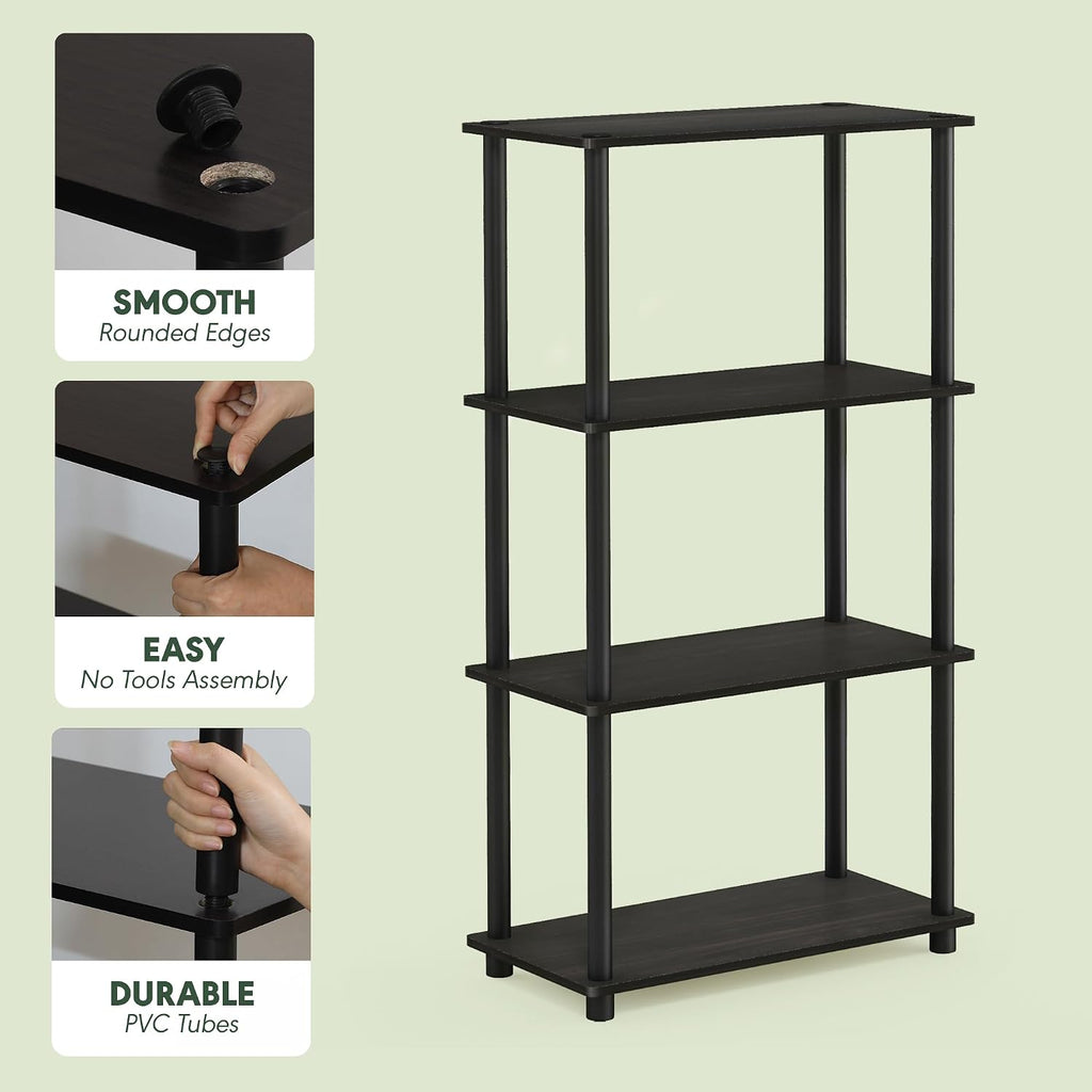 Turn-N-Tube Toolless Assembly 4-Tier Closet Shelf, Espresso